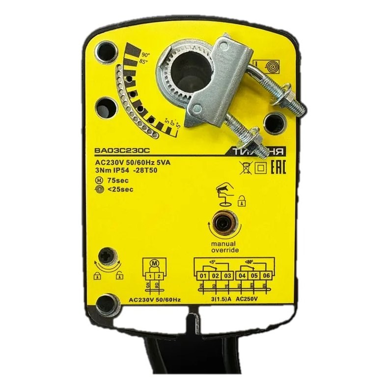 Электропривод ТИХОНЯ VA10S230S ON/OFF, 10 Н·м, 230 В, с возвратной пружиной с 2 доп. переключателями Электропривод ТИХОНЯ VA10S230S ON/OFF, 10 Н·м, 230 В, с возвратной пружиной с 2 доп. переключателями