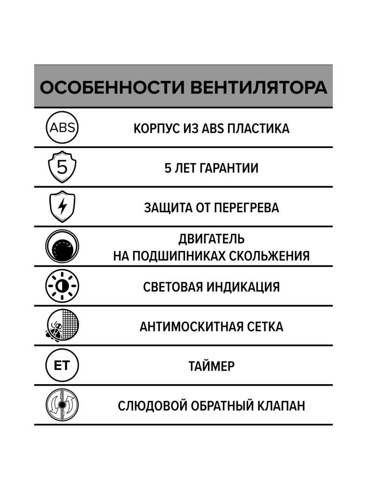 Вентилятор накладной ERA, обратный клапан, ET, D100, ERA