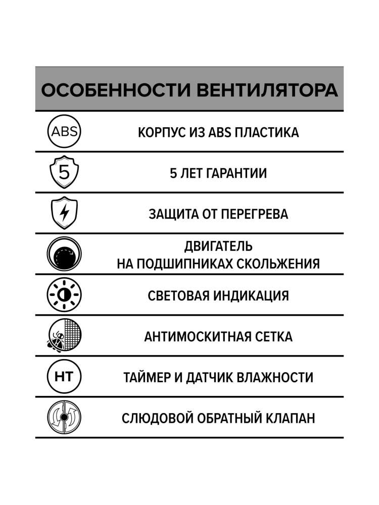 Вентилятор накладной ERA D125 обратный клапан HT ERA